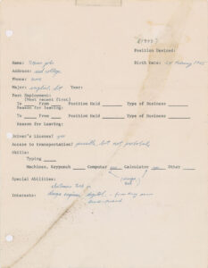 Steve Jobs-signed job application questionnaire 1973 RR Auction