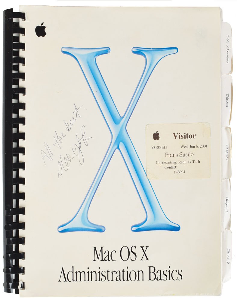 Steve Jobs-signed Apple Mac OS X Manual 2001 RR Auction