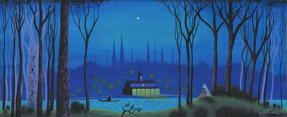 Eyvind Earle concept painting Walt Disney Lady and the Tramp RR Auction