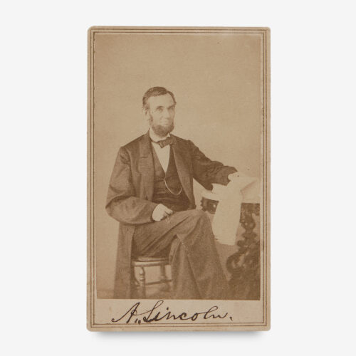 Incredible boldly signed 1863 Lincoln CDV by Alexander Gardner, arguably the greatest presidential portrait extant