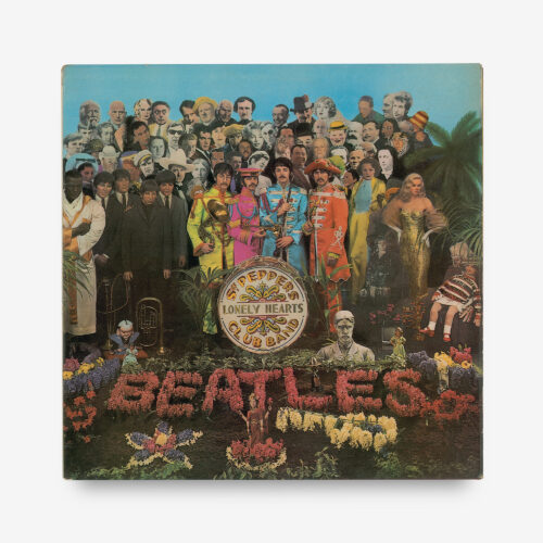 U.K. Parlophone Records first issue mono Sgt. Pepper's Lonely Hearts Club Band album, beautifully signed on the full-color gatefold in dark ballpoint by Paul McCartney, John Lennon, and Ringo Starr, and in black felt tip by George Harrison.