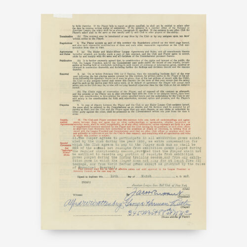 Contract signed "George Herman Ruth"