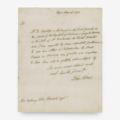 Incredibly rare handwritten wartime letter from John Adams to John Hancock, written from Paris during negotiations to end the Revolution