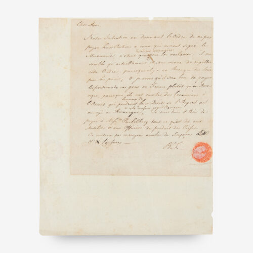 Historic handwritten letter by Benjamin Franklin, deciding the fate of the mutinous crew of John Paul Jones's flagship